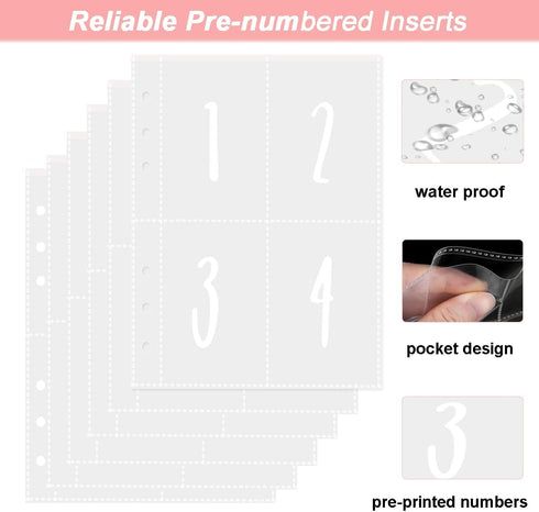 50 Sheets 100 Envelopes Money Saving Challenge for A5 6 Ring Binder Inserts Replacement, Savings Binder Accessories, Plastic Clear Binder Sleeves,...