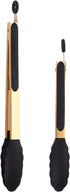 Stainless Steel Classic Kitchen Serving Food Party Gold Tongs 9" and 12" Cooking Tong with BPA Free Silicone Tips, Dishwasher Safe Serving Tools(s...
