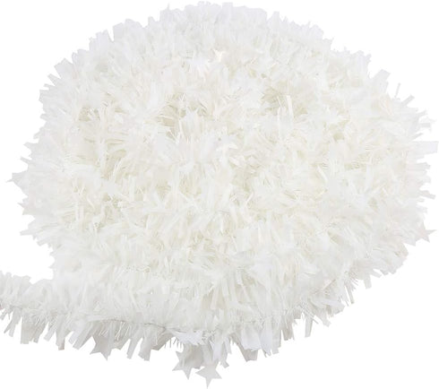 CCINEE 33FT Christmas Tinsel Garland,White Metallic Twist Garland with Star for Christmas Tree Wedding Party Decoration...