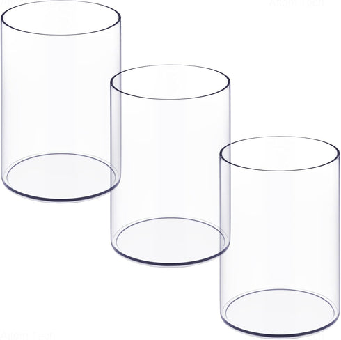Stylish Clear Acrylic Desk Organizer Pen and Pencil Holders Set of 3, Round Makeup Brush Storage Perfect for Home, School and Office Supplies...