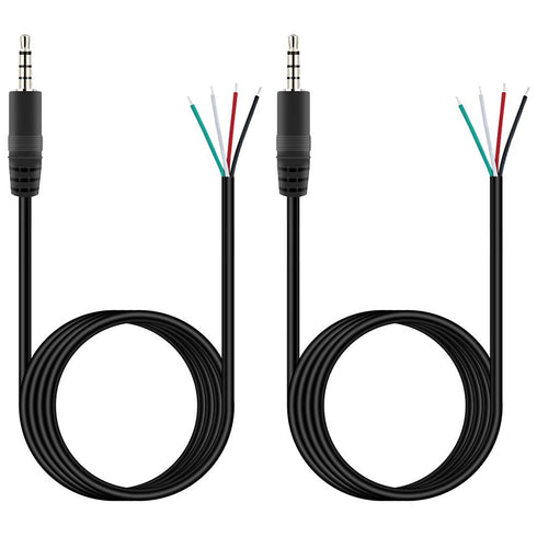 Fancasee 2 Pack 6 ft Replacement 3.5mm Male Plug to Bare Wire Open End TRRS 4 Pole Stereo 1/8" 3.5mm Plug Jack Connector Audio Cable for Headphone...