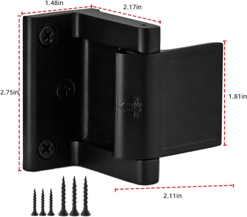 Home Security Door Lock, Child Proof Door Reinforcement Lock,for Inward Swinging Door, Privacy Door Latch Defend Home and Hotels(1Pack,Black)...