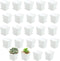 OJYUDD 3inch White Square Plastic Pots with Saucer, Drainage Hole, 24 Pcs, for Flower/Plant, Home,Company,Office and Garden(White)...