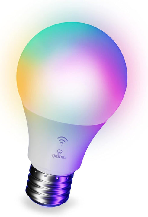 Globe Electric 50589 Color-Changing A19 LED Smart Light Bulb, 2.4 GHz Wi-Fi, 60W Equivalent 800LM, Works with Alexa Only, 1-Pack...