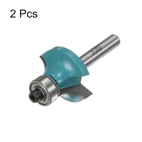 2pcs Roundover Router Bit 1/4 Shank 5/16" Radius Carbide Tipped Edge Rounding Over Bit with Bearing Guide, Woodworking Milling Tool, Cyan...