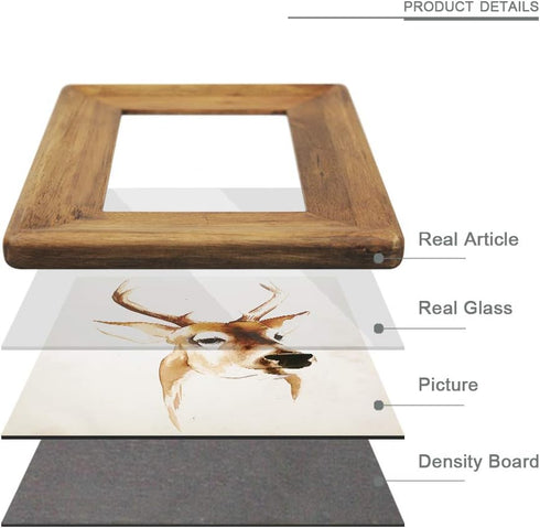 4x6 Wood Picture Frame with Glass Front,Rustic Handmade Burlywood Photo Frames for Table Top Display and Wall mounting...