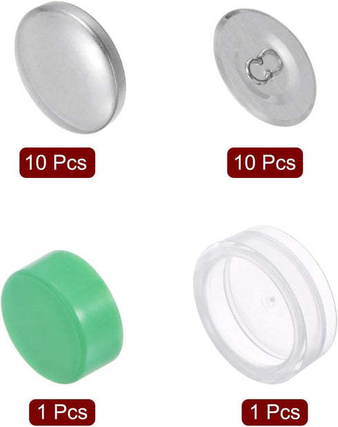 HARFINGTON 10 Sets Self Cover Button Kit 44L 1.1" 28mm with Wire Backs Aluminum Buttons to Cover Fabric Button Maker Covered Buttons Kit with Tool...