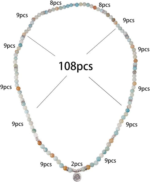 SUNNYCLUE 1 Bag DIY 108 Mala Prayer Beads Wrap Bracelets Necklace Making Kit Natural Amazonite Gemstone 8mm Jewelry Starter Kit, Elastic...