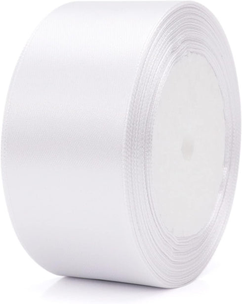 25 Yards 1-1/2 inches Wide Satin Ribbon Suitable for Wedding, Party and Gift Box Packaging Ribbon (White, 1-1/2")...