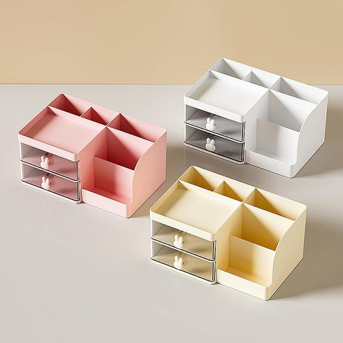 Makeup Storage Organizer with 2 Drawers, Desk Vanity Countertop Skin Care Cosmetic Display Case Make up Stands for Hair Accessories Lipstick Lotio...