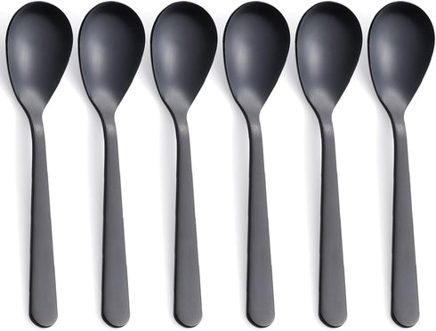 Matte Black Demitasse Espresso Coffee Spoons, Stainless Steel Satin Finish, Mini Teaspoons, Sugar Spoons, 4.7-inch, Set of 6...
