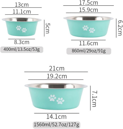 13.5oz Premium Stainless Steel Pet Bowl - Non-Slip, Stainless Steel Metal Dog Bowl, Rubber Base, Perfect for Feeding Dogs & Cat,Dog Bowl (Small, G...