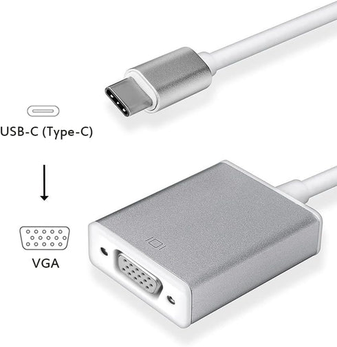 USB-C to VGA Adapter, USB 3.1 Type C (Thunderbolt 3) to VGA Converter Compatible with MacBook Pro, New MacBook, MacBook Air 2018, Dell XPS 13/15, ...