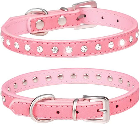 Puppy Dog Collar with Crystal Diamond Colorful Bling Girl Puppy Small Dog Cat Collars (XS, Pink)...