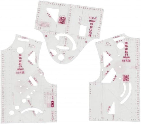 3 Piece Clear Set Doll Clothes Ruler Tailor Garment Cloth Sewing Tool Design French Curve Drafting Template 1:5 Fashion Tools Measure for Dressmak...