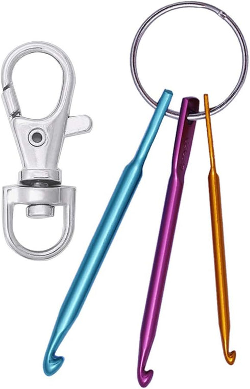 BAGERLA Mini Crochet Hooks with Keychain and Swivel Hooks Aluminum Knitting Needles Tool Suitable for Yarn Knitting and Sewing Perfect for Pro or ...