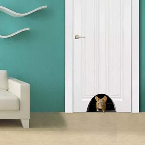 3D Mouse Hole Realistic Wall Sticker,Mouse in a Hole Wall Decal Fun Art,Home Decor,Vinyl,for Living Room Nursery Bedroom Kids Room Wall Decoration...