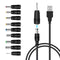 LANMU USB to DC Power Cable, DC 5V Power Cord Charging Cable with 9 Adapters (6.4 * 4.4mm, 6.3 * 3.0mm, 5.5 * 2.5mm, 5.5 * 2.1mm, 5.5 * 1.7 mm, 4....