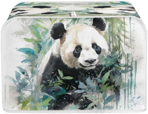 Toaster Cover 2 Slice Watercolor Panda Bamboo Dustproof Bakeware Protector Small Kitchen Appliance Dust Covers with Hang Loop (14x14")2PCS...