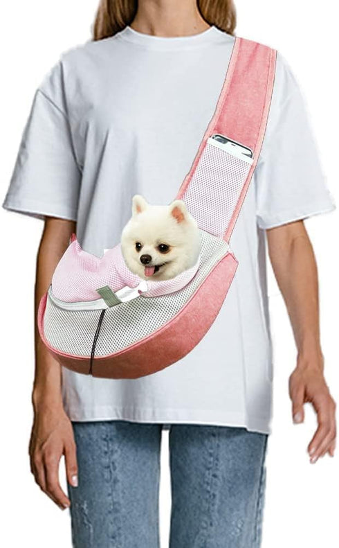 FEimaX Pet Dog Sling Carrier Puppy Pet Slings Bag for Small Dogs Cats Satchel Carriers Breathable Mesh Hand Free with Adjustable Strap Doggie Cros...