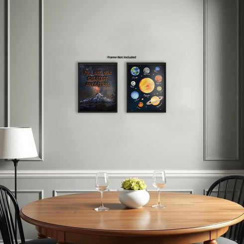Posterizer 2 pcs-Educational and Inspirational Space and Planets-Kids Room Art-Astronomy-Gift for Daughter, Son, Kids-Decor for nursery toddlers k...