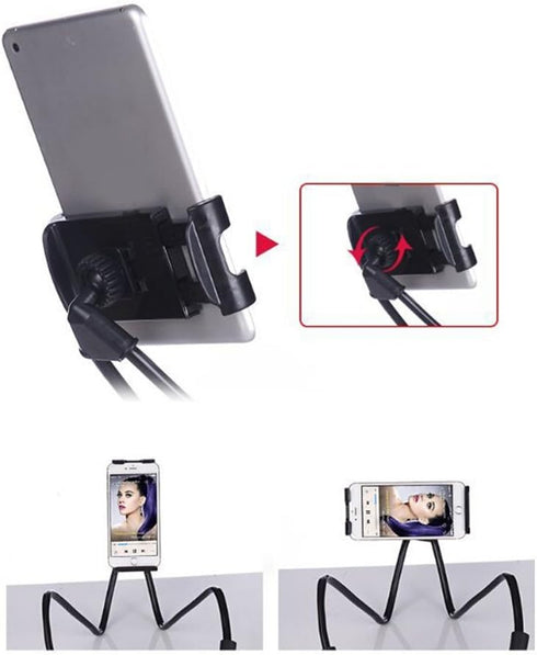 Flexible Long Arms Stand Clip Holder,Hanging on Neck Universal Mobile Phone Stand Lounger's Bracket for Mobile Phone Tablet PC Desktop(White)...