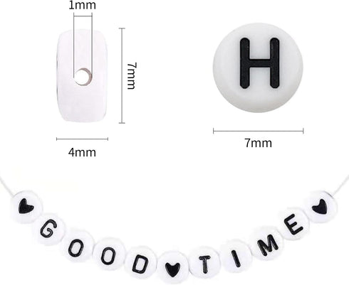 1400pcs Letter Beads Kit, 4x7 mm Acrylic Round Alphabet Beads Number Beads Heart Beads for Jewelry and Bracelet Making, in 28 Grid Box (White and ...
