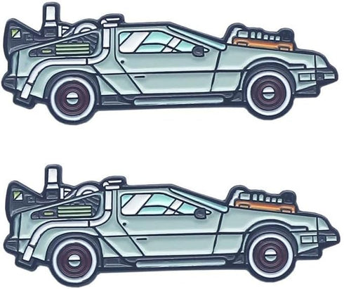 2pc Delorean Sports Car Enamel Pin Brooch Cartoon Time Machine Brooch For Backpacks...