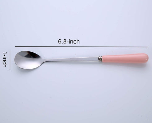 3PCS Mixing Spoons for Coffee, Dessert, Ice Cream, Milkshake, Stainless Steel Iced Teaspoon with Ceramic Handle Tablespoons Espresso Cocktail Stir...