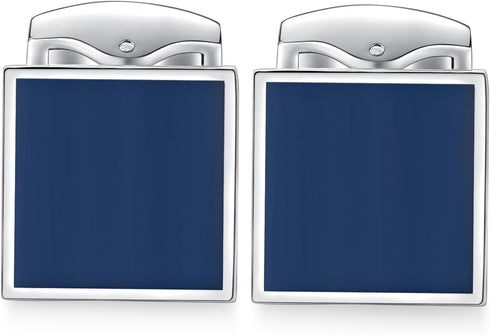 HONEY BEAR Square Cufflinks for Mens Stainless Steel Business Wedding Gift Navy Blue...
