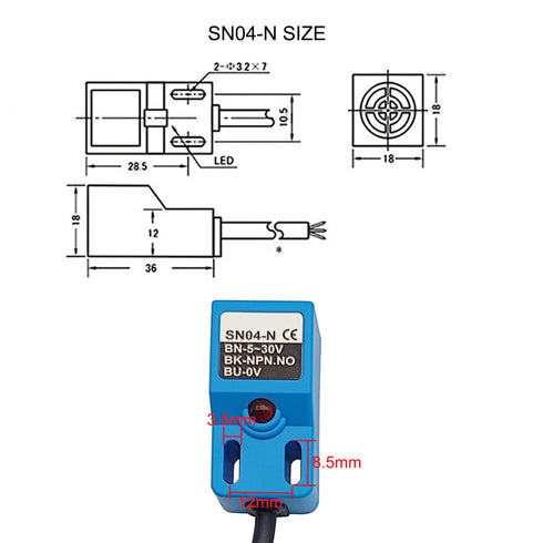 Inductive Proximity Sensor SN04-N Normally Open Detection Approach Switch NPN NO with TL PL SN Bracket (Blue, 4 Pack)...