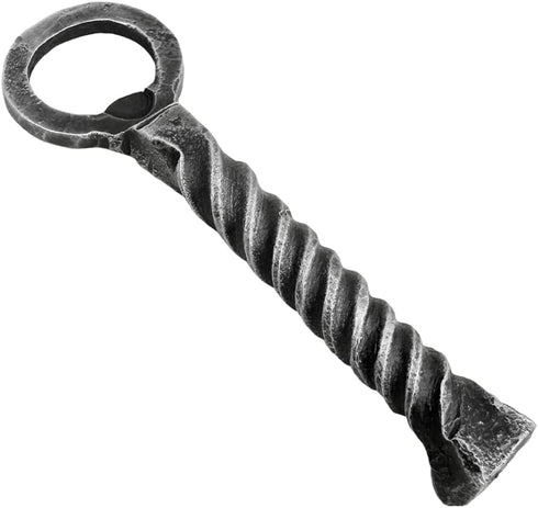 Hand Forged Railroad Spike Beer Bottle Opener Wrought Iron Handmade Metal Twisted Handle Bottle Opener Black Antique Finish Heavy Duty Bottle Open...