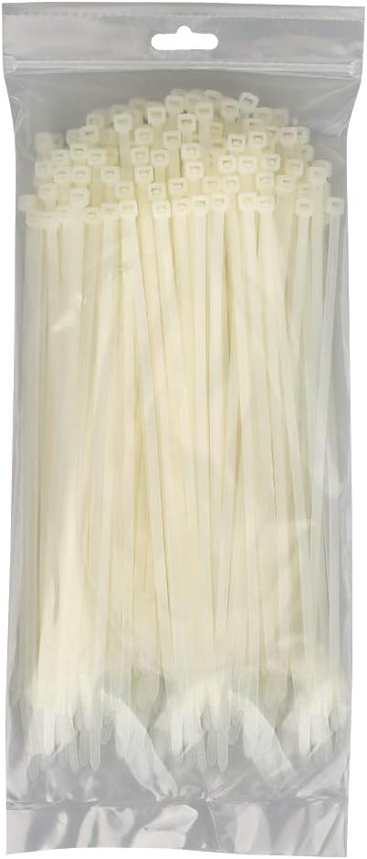 200 Pack Bulk KOOWIN Medium Nylon Plastic Cable Zip Ties 8 inch Wire Wraps White...