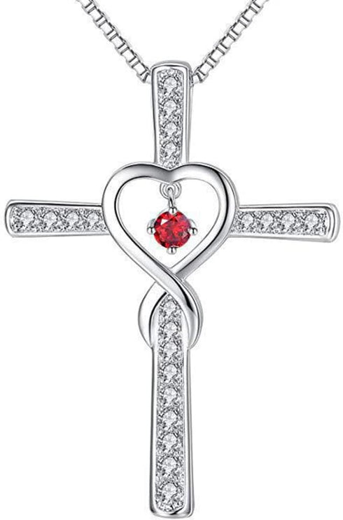 Jude Jewelers White Gold Plated Christian Cross Birthstone Infinity Charm Wedding Statement Pendant Necklace...
