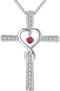Jude Jewelers White Gold Plated Christian Cross Birthstone Infinity Charm Wedding Statement Pendant Necklace...