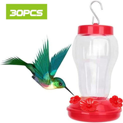 Hummingbird Feeder Flowers, 30 Sets Red Hummingbird Bird Feeder Flowers and 3 Hummingbird Feeder Cleaning Brushes, Multicolor Unique Replaceable H...