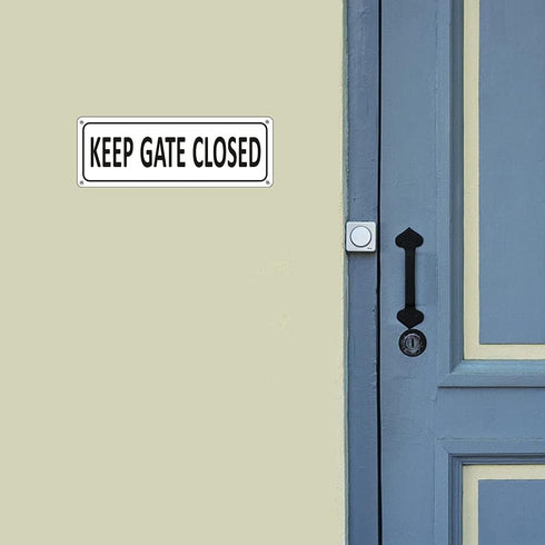 Keep Gate Closed Sign for Fence, (2 Pack) Metal Close Gate Signs, 10" x 3.5" Aluminum Outdoor Signs for Yard, Rust free, Fade Resistant,Weatherpro...