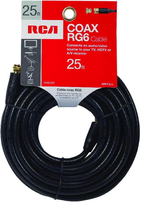 RCA VH625R RG6 Coaxial Cable (25ft; Black)...