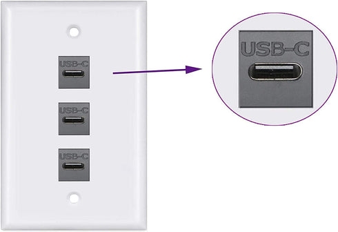 Qaoquda USB C Keystone Jack Inserts, (2 Pack) 90 Degree USB 3.1 Type-C Female to Female Keystone Insert Snap-in Connector Adapters for Wall Plate ...