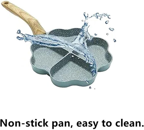 Egg Frying Pan, Nonstick Egg Frying Pan with Brush Scraper, Four-Cup Fried Egg Pan Multi Egg Frying Pan for Burger, Omelet, Outdoor Camping (Blue)...