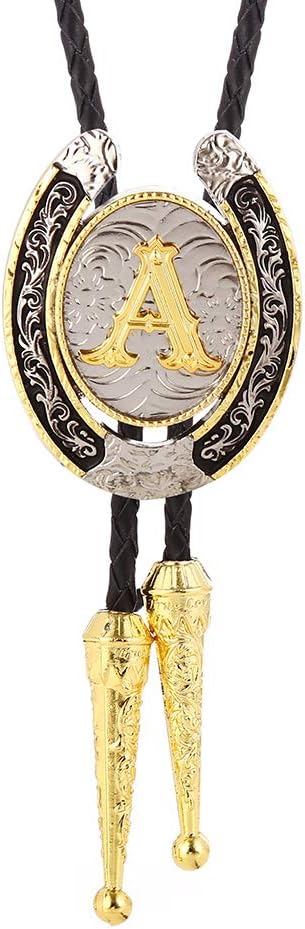 HUABOLA CALYN Bolo Tie for Men- Golden Initial Letter ABCDMJR to Z Western Cowboy Bolo Tie for Women...