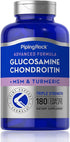 Piping Rock Glucosamine Chondroitin with Turmeric & MSM | 180 Caplets | Triple Strength | Non-GMO, Gluten Free Supplement...