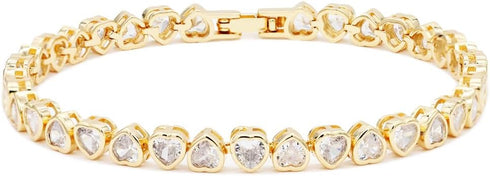 Lavencious Elegant 7" Tennis Bracelet Adorned with Sparkling Heart-Shaped AAA Cubic Zirconia for Women...