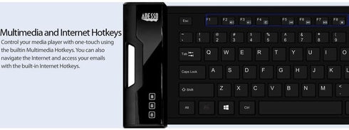 Adesso SlimTouch 232 Antimicrobial Waterproof Flexible Keyboard for Windows 8/7/Vista/XP/2000 (AKB-232UB), black...