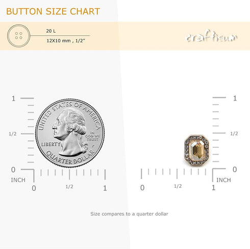 Emerald Cut Citrine Rhinestone Sewing Shank Buttons 20 Pcs - 12X10mm, 1/2"...
