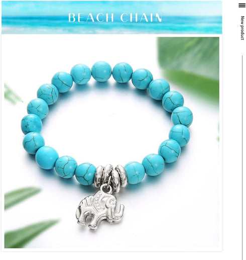 Boho Turquoise Anklets Summer Beach Elephant Ankle Bracelet for Women...