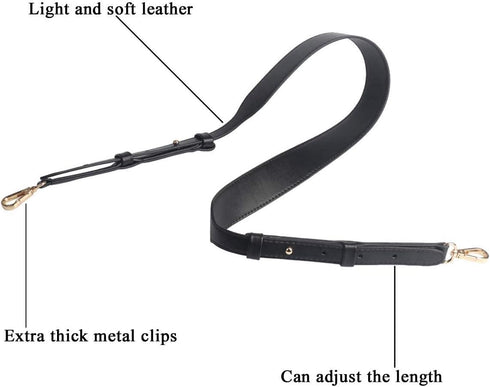 BEAULEGAN Wide Purse Strap Replacement - Microfiber Leather - 51 Inch Long Adjustable for Crossbody Shoulder Bag, Black/Gold...
