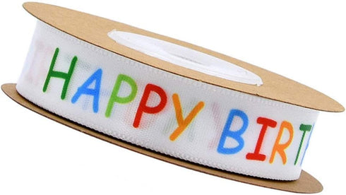 Birthday Wired Ribbon 10 Yard Polyester Craft Ribbon for DIY Sewing Accessories Hairbow Boxes Wrapping Wedding Birthday Party Decoration(Happy Bir...