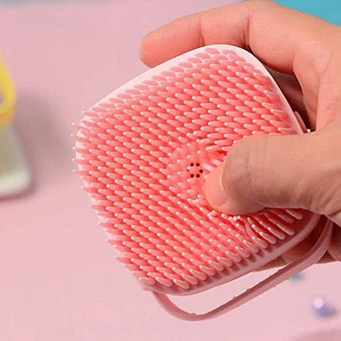 Dropshipping Soft Safe Silicone Pet Bathroom Massage Cleaning Grooming Tools Dog Cat Bath Brush with Shampoo Box (Pink), Small...