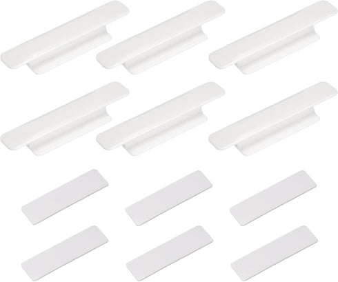 uxcell 6Pcs Self-Stick Handles, White Plastic Self-Adhesive Instant Drawer Handles Pulls for Bathroom, Closet, Wardrobe, Dresser, Window (110mm/4....